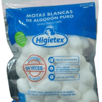 Motas Blancas de Algodón Puro 70 Unidades Higietex